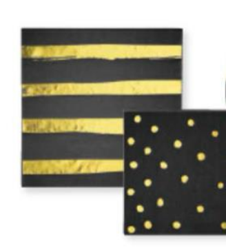 Picture of BEVERAGE NAPKINS BLACK/GOLD FOIL ST