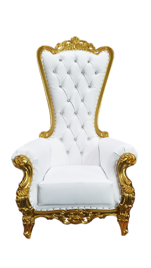 Picture of THRONE CHAIR WHITE w/GOLD TRIM
