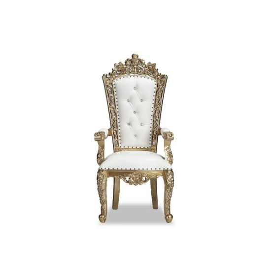 Picture of THRONE CHAIR IVORY w/GOLD TRIM