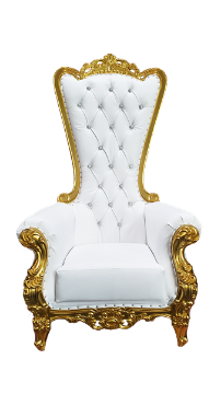 Picture of THRONE CHAIR WHITE w/GOLD TRIM